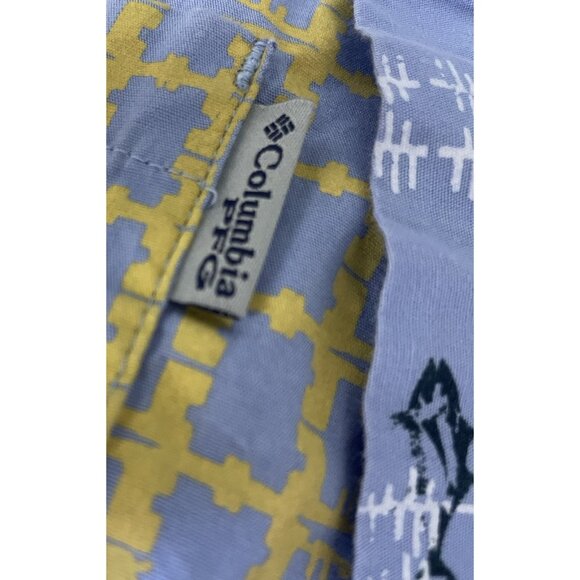 Columbia PFG Shirt Mens XL Fishing Boat Vented Slimming Vertical Pattern Blue - Picture 8 of 10